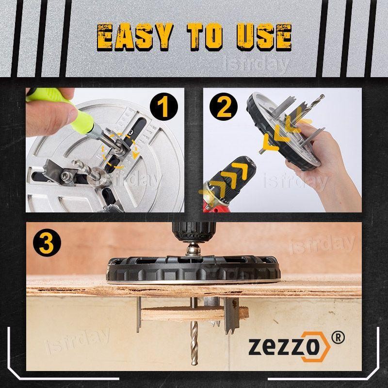 Zezzo® Adjustable Hole Saw E901 Adjustable Cutting Diameter 45-130mm Hole Opener Easy and Fast Smooth Cutting Woodworking to