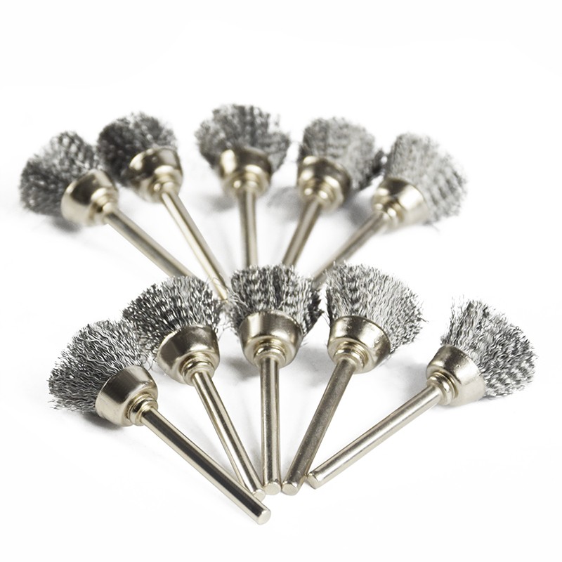 XCAN Shiny Tire Brush 10pcs 3.mm Shank Wire Brush For Dremel Rotary Tools Accessories