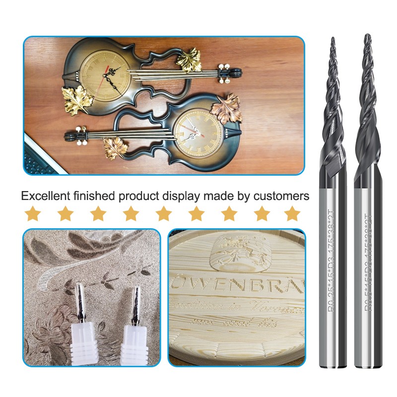 XCAN Tapered Ball Nose End Mill 1PC R0.25/R0.5/R0.75/R1.0 3.175mm Shank Carbide Wood Engraving Bit CNC Router Bit Milling Cutter