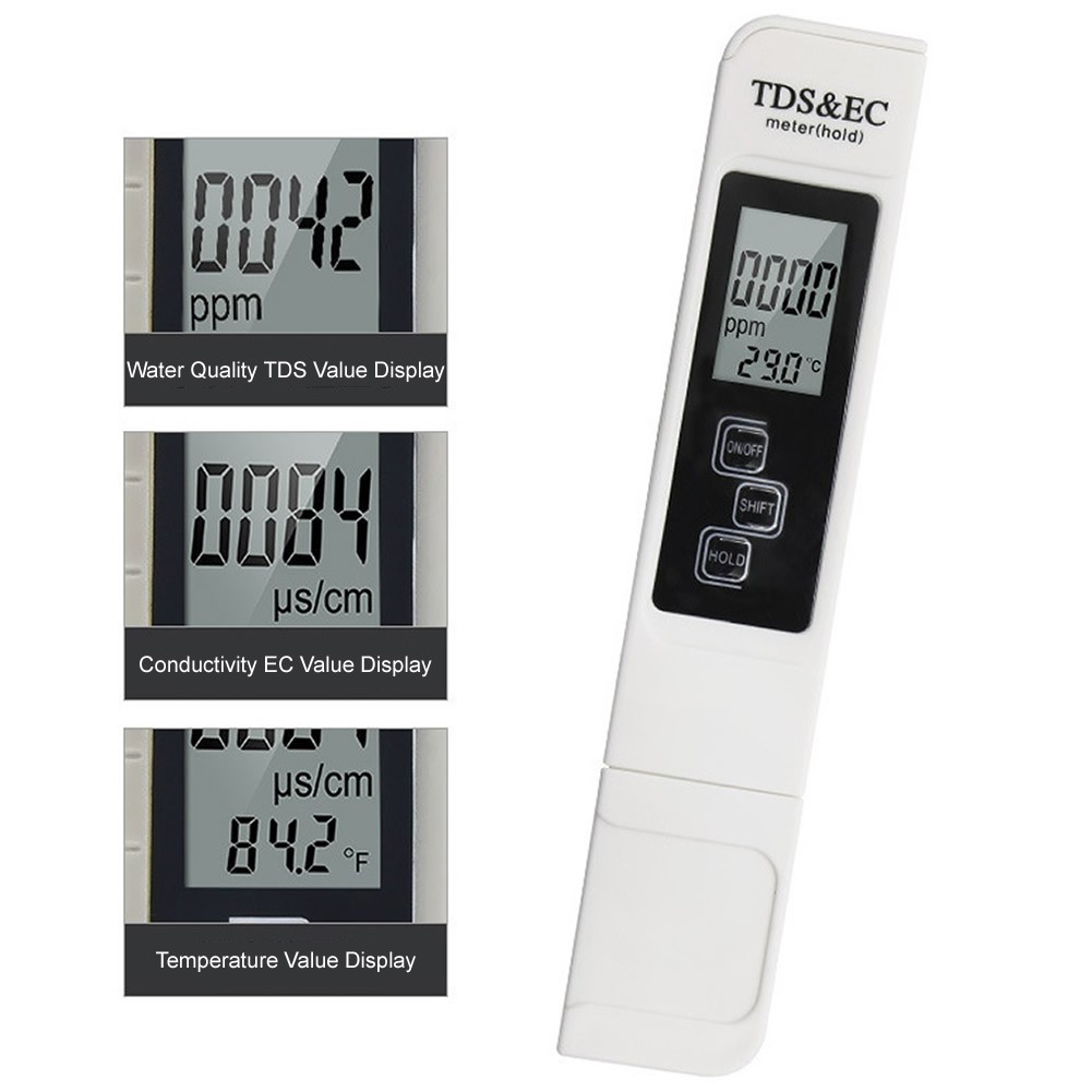 LCD digital display 3 in 1 pen type water quality tester TDS/EC/thermometer filter 0-9990 water purity purity monitor