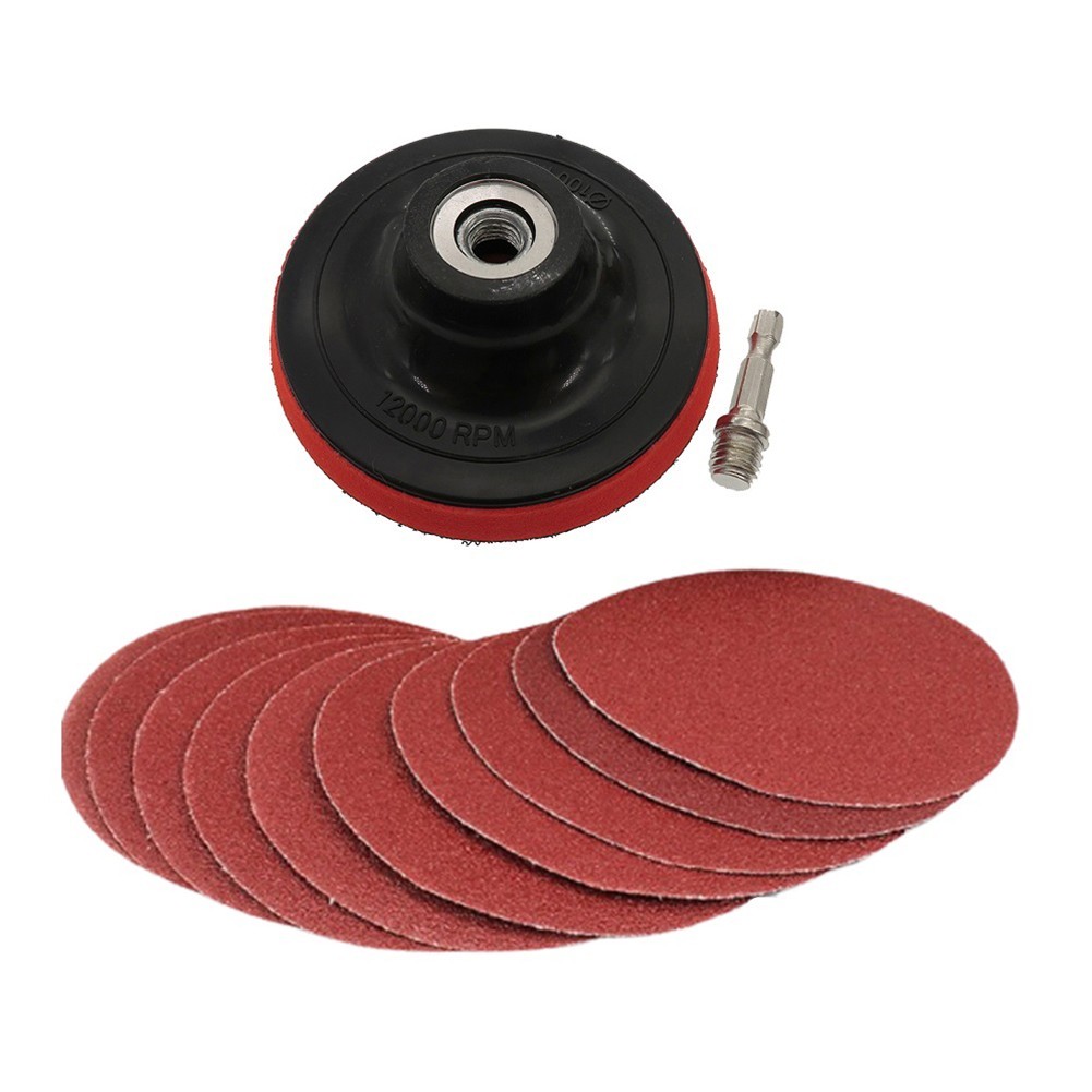 10pcs 4 inch sanding discs 100mm hook and loop sandpaper with backing pad M10 set for sanding and polishing furniture and wood metal