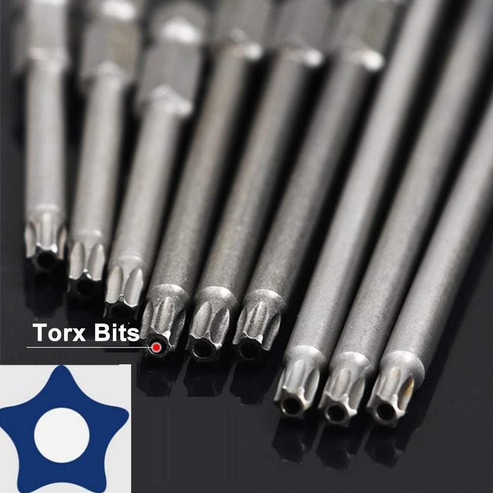 Torx Screwdriver Bits 11pcs Hakkin Steel 100mm T6-T40 Long Magnetic Star Torx Security Screwdriver Bit Set 1/4 Hex Shank