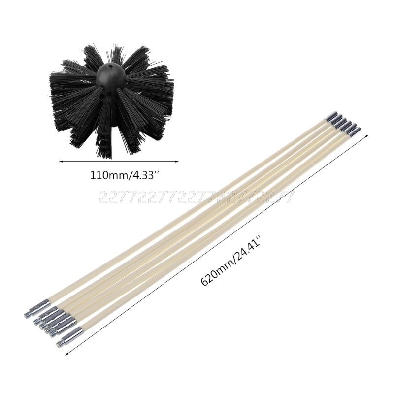 Nylon Brush with 6pcs Long Handle Flexible Pipe Rods for Chimney Kettle House Cleaner Cleaning Tool Kit Mr21 19 Dropship