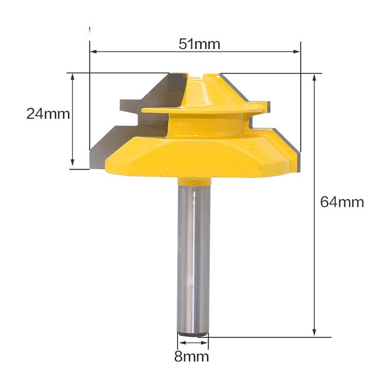 1/2 "1/4" 8 مللي متر عرقوب 45 درجة قفل ميتري راوتر بت 8*1-1/2 8*1-3/8 Tenon نهاية القاطع أدوات طحن لأعمال الخشب