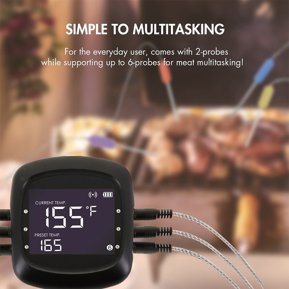 AidMax PRO05 Digital 6 Sensors Meat Thermometer Wireless Kitchen Cooking BBQ Food Thermometer Bluetooth Oven Grill Thermometer