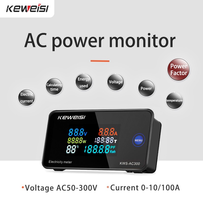 KWS-AC300 100A مقياس طاقة رقمي الفولتميتر مقياس التيار الكهربائي Wattmeter KWS السلطة مقياس الطاقة عداد كهربائي مع وظيفة إعادة تعيين