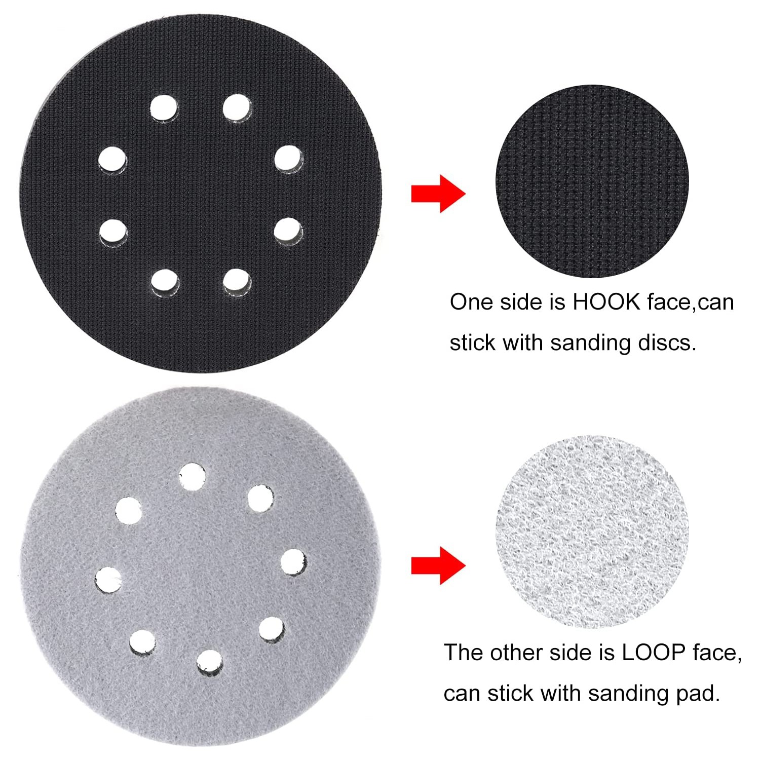 5pcs 5 inch 125mm 8 Holes Interface Hook and Loop Pad Soft Density Sponge Cushion Buffer Support Cushion for Sander Sanding Pad