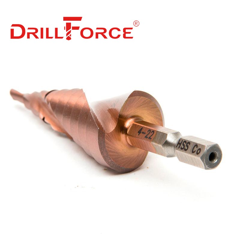 Drillforce M35 5% الكوبالت خطوة مثقاب الخشب HSSCO مخروط أداة معدنية ثقب القاطع 3-12/3-14/4-12/4-20/4-22/4-25/4-32/5-21/5-27/6-24 مللي متر