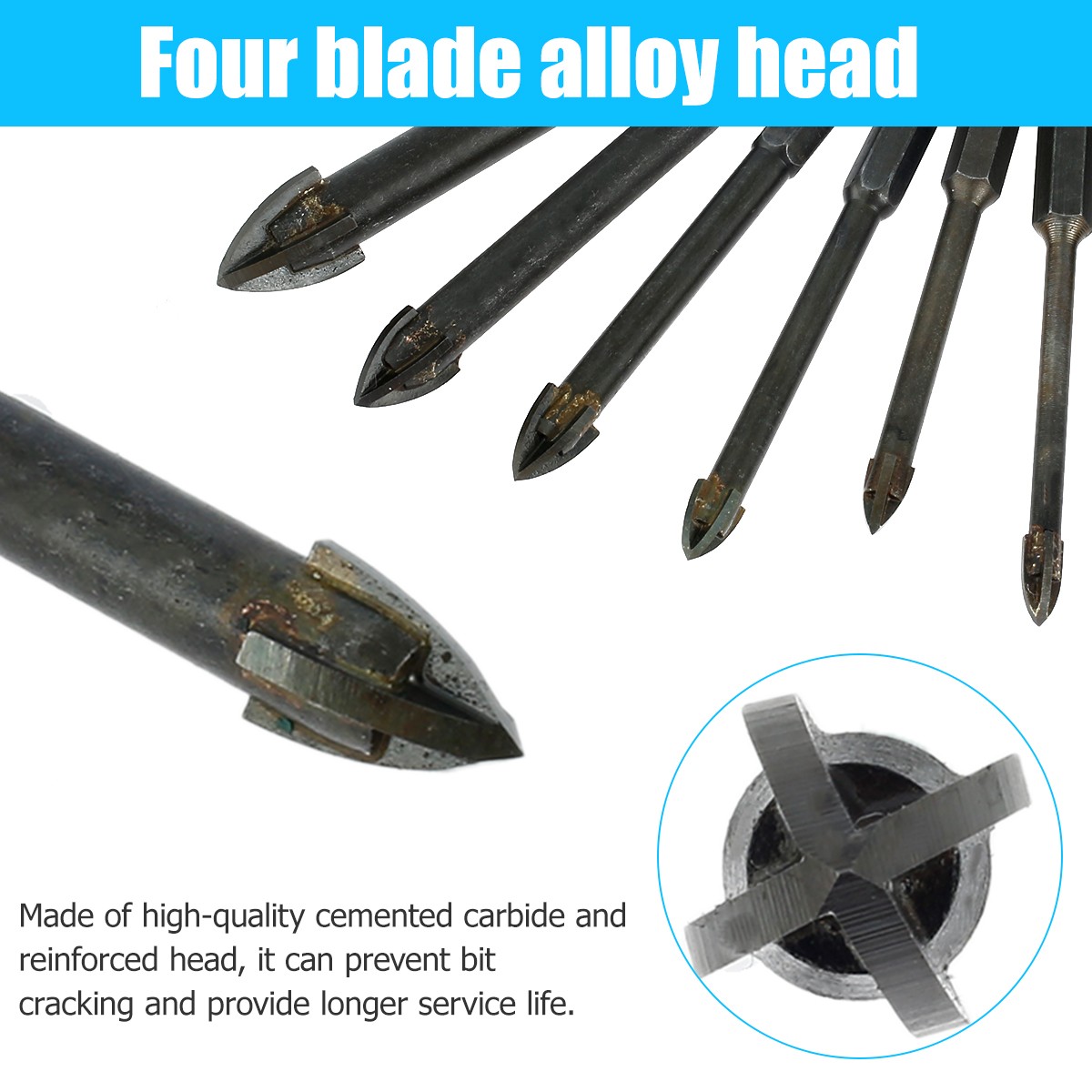 7pcs Triangle Drill Bit Set for Ceramic Cup Concrete Carbide Hole Opener Brick Alloy Steel Triangle Bit Tool 3/4/5/6/8/10/12mm