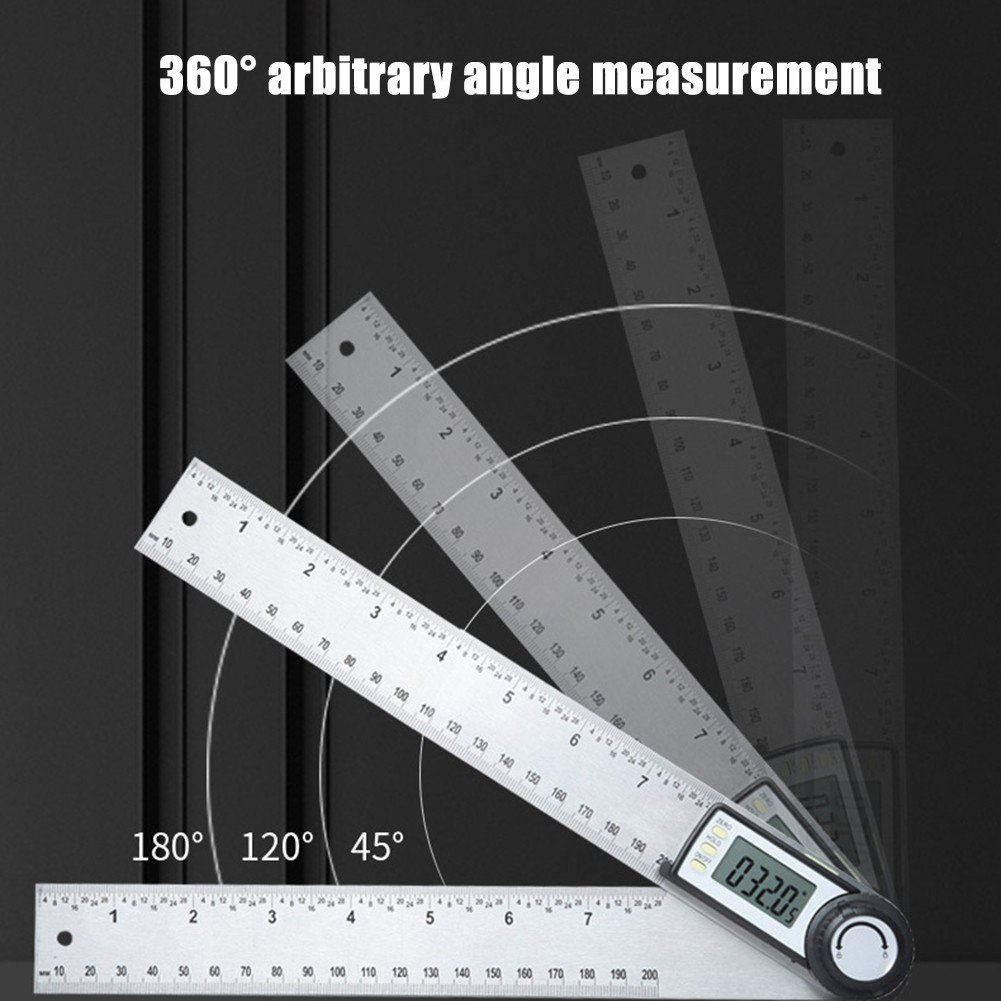 Digital Protractor 200mm 8 inch Angle Gauge Plastic/Stainless Steel Goniometer 360 Inclinometer Inclinometer