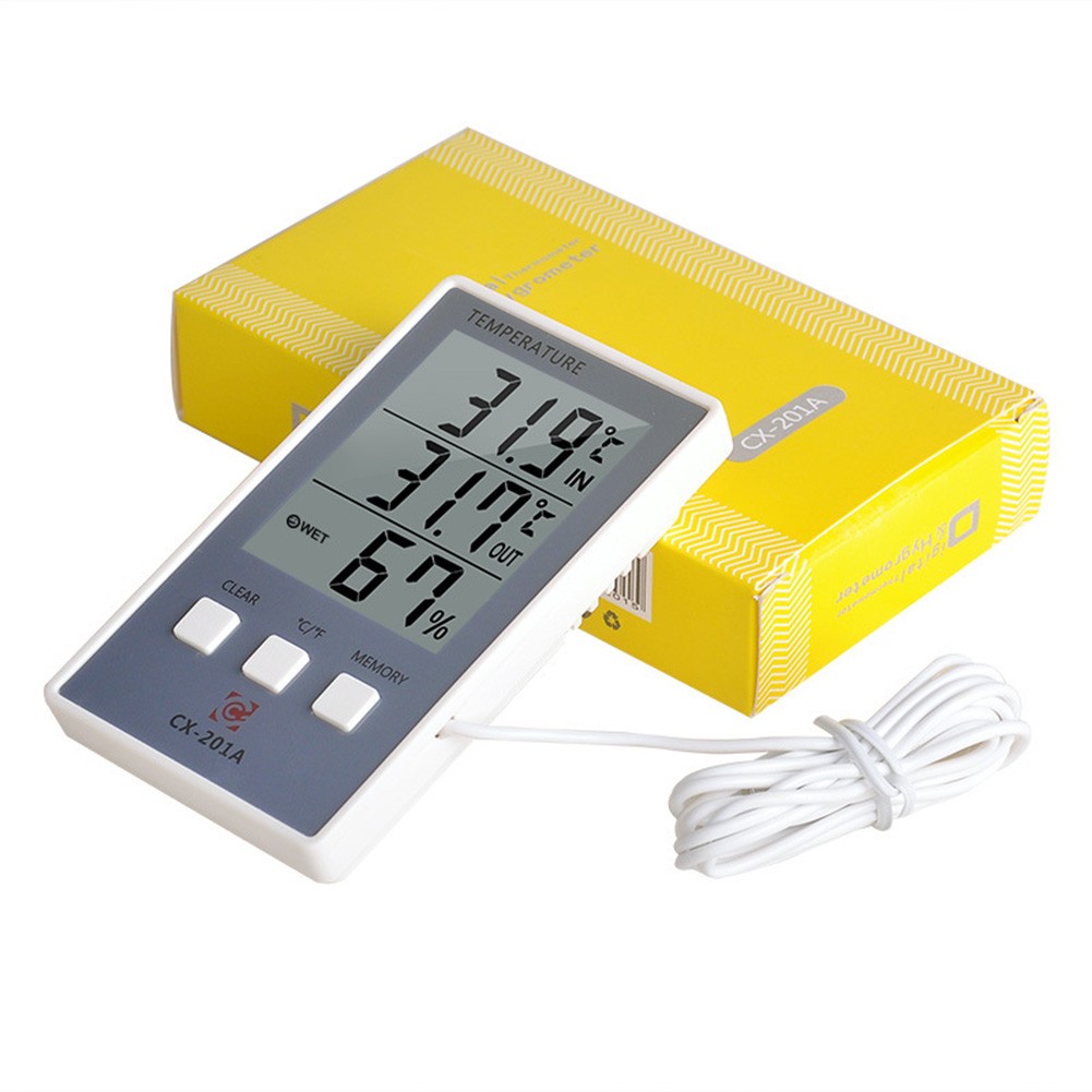 CX-201A Digital Thermometer Hygrometer Indoor Outdoor Temperature Hygrometer LCD Display Sensor Probe Weather Station