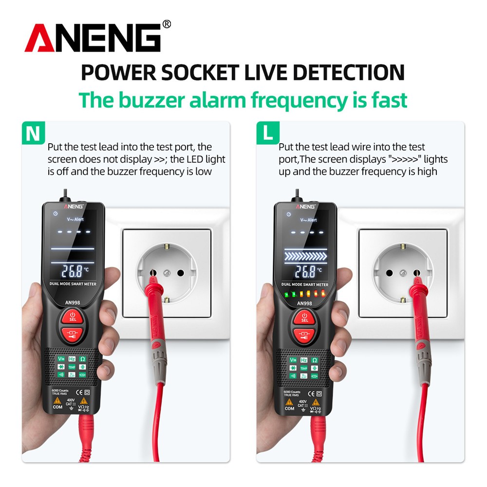 ANENG AN998 Automatic Digital 6000 Counts Professional Multimeter Electric Auto Ranging AC/DC Voltmeter Temperature Ohm Hz Detector Tool