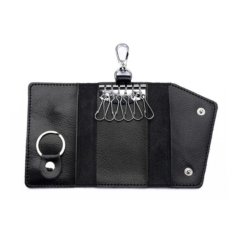 New Key Card Holder Wallet Genuine Leather Unisex Solid Key Wallet Organizer Bag Car Housekeeper Purse Card Holder