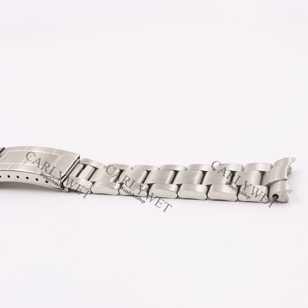 CARLYWET 20mm Solid Silver Curve End Screw Links Steel Watch Band Strap Old Fashioned Bracelet Strap for Vintage Submariners