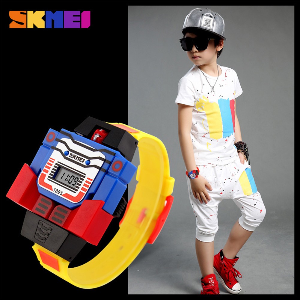SKMEI 1095 Children's Wristwatch Kids Boy Detachable Digital Watch Robot Deformation Toy