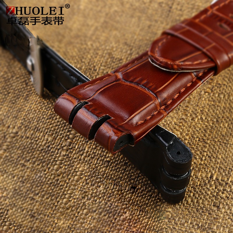 For swatch watchband 23mm New High Quality Mens Soft Waterproof Genuine Leather Watchband Straps Black Brown Cowhide Bracelet