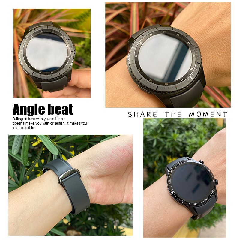 20mm 19/21mm 22mm Curved End Silicone Rubber Watch Band Suitable for Huawei GT 2 Samsung Galaxy Watch 3 4 Omega Seamaster Strap