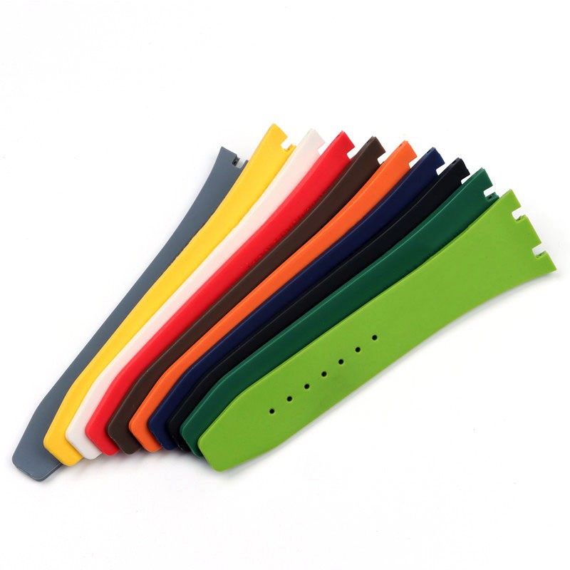 26mm soft black white green yellow orange gray blue red silicone rubber watch strap bracelet for AP royal oak watchband