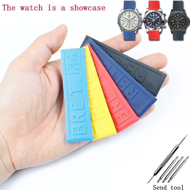 Watch accessories 22mm 24mm men's rubber strap suitable for Breitling ladies waterproof silicone sport strap