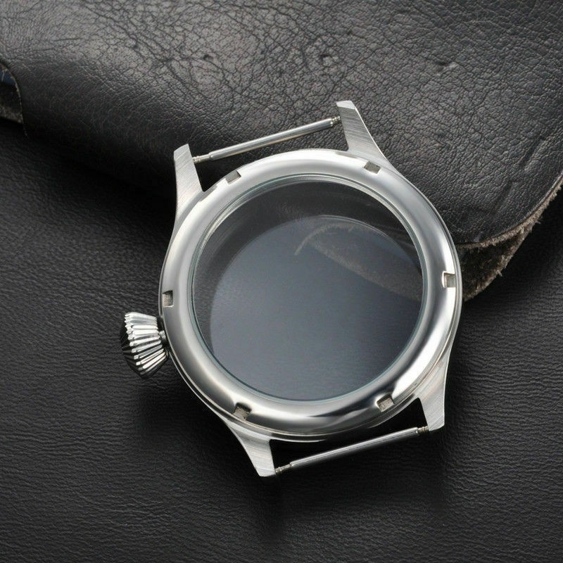 Watch 316 stainless steel silver necklace fit for ETA UNITAS 6497/6498 movement, sapphire glass 43mm men's watch