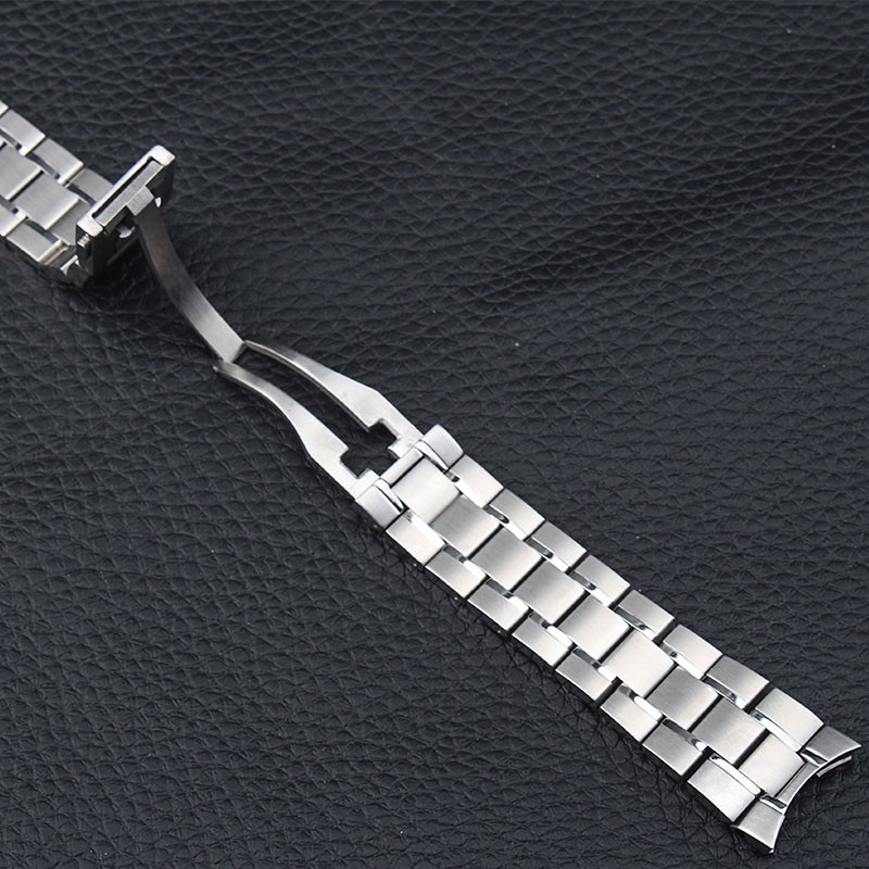 20mm 22mm Solid Silver Stainless Watchband For Tag Heuer Carrera Special Curved End Clasp Men's Wristband Logo On