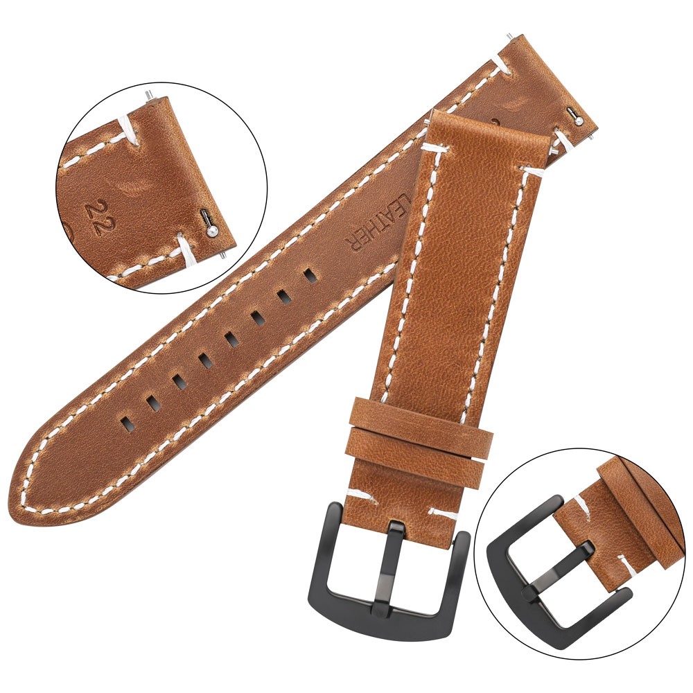 Oil Wax Leather Watch Band Bracelet 20mm 22mm For Samsung Galaxy Watch 42 46mm High-end Cowhide Watch Straps For Huawei GT2