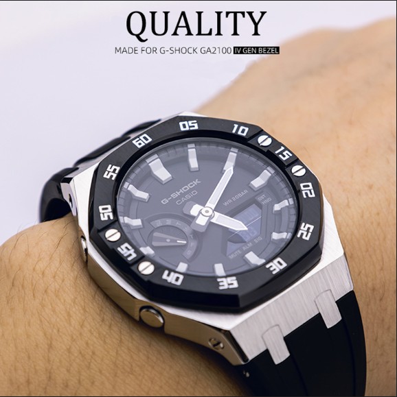 GA-2100 4th Generation Adjustment Metal Bezel Watch Case Accessories Stainless Steel Rubber Strap For GA2100 Replacement Band