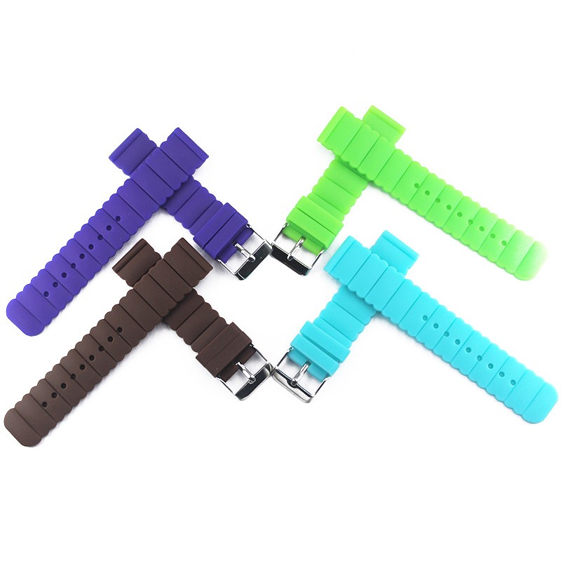 Silicone strap 20mm flat pin buckle watch accessories for kids ladies color strap