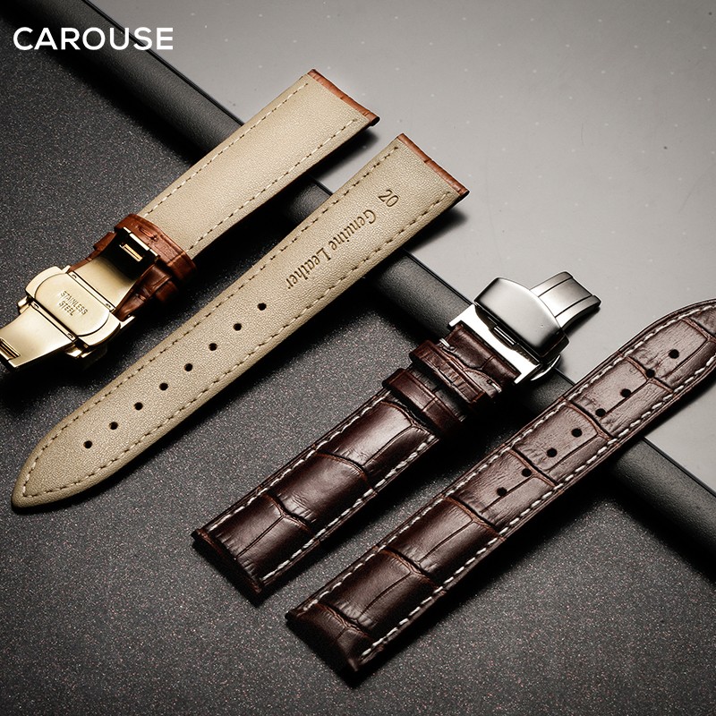 Buzzle Watchband 18mm 19mm 20mm 21mm 22mm 24mm Calf Genuine Leather Watch Band Crocodile Grain Watch Strap for Tissot Seiko