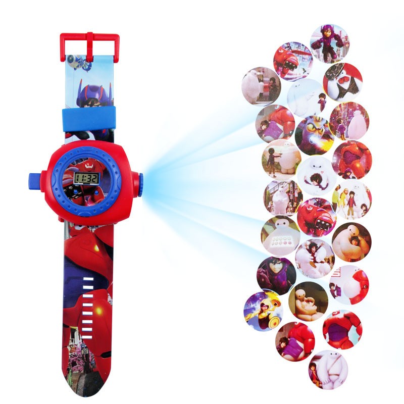 Spiderman Captain America Big Hero 6 Child 20 Modes 3D Projection Pattern Digital Watch Cartoons Boy Girl LED Electronic Watch