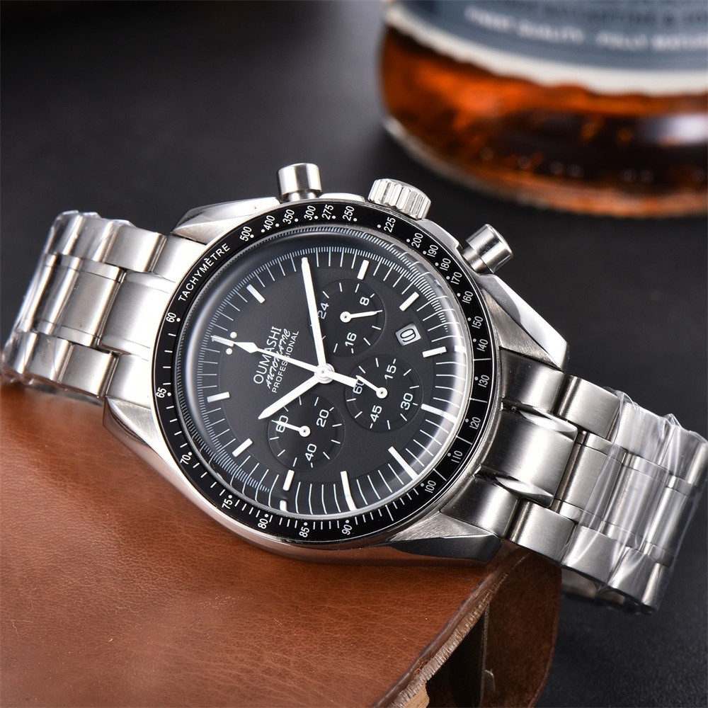 OUMASHI 39mm Men's Sports Watch 24 Hours Multifunction Watches Luxury Brand Full Steel Full Chronograph Quartz Watch OS20 Men