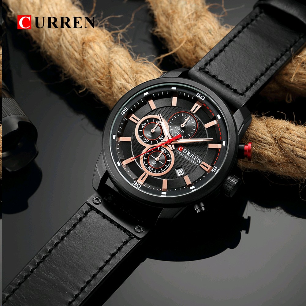 Luxury Brand CURREN Fashion Analog Digital Chronograph Men's Quartz Watch Business Sport Waterproof Leather Watch for Men Relogio