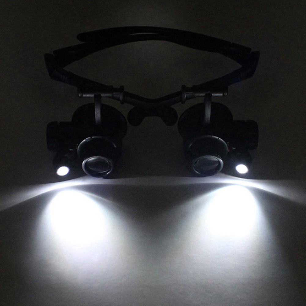 10X/15X/20X/25X Observation Magnifying Lens Headband Glasses Jeweler Watchmaker Head Wearing Glasses Magnifier Loupes with LED