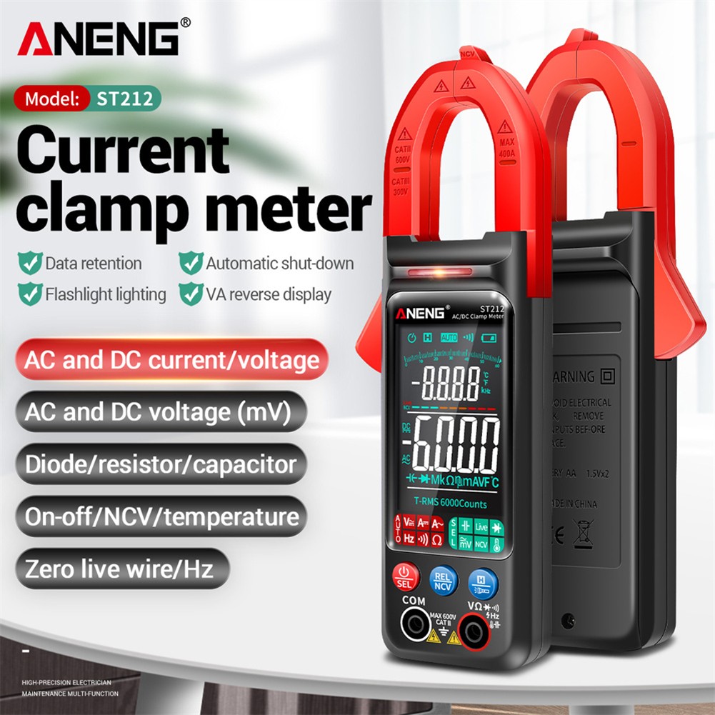 ANENG ST212 6000 Counts Digital Clamp Meter DC/AC Voltage Current Resistance Frequency Capacitance Tester Auto Range Multimeter