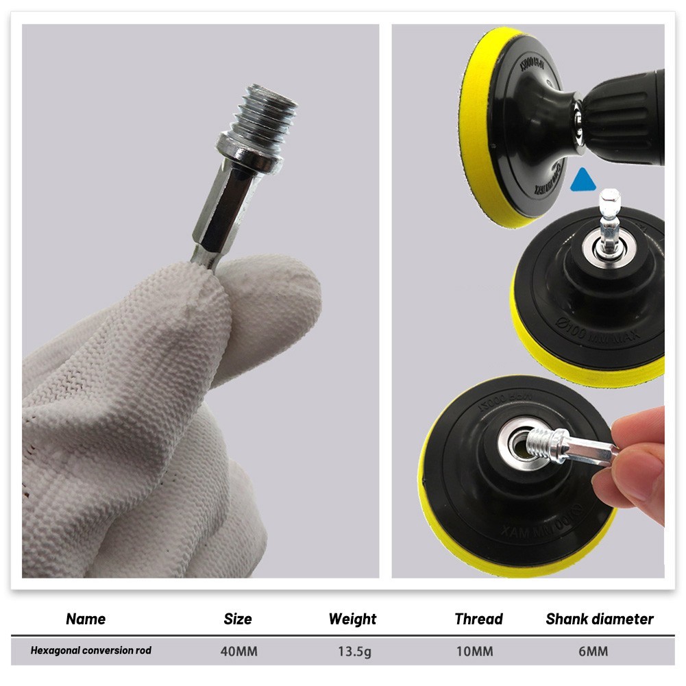 1/2/5pcs 1/4 Hexagon Connecting Rod Adapter Drill Chuck M10 Polishing Disc Connection Hexagon Connecting Rod