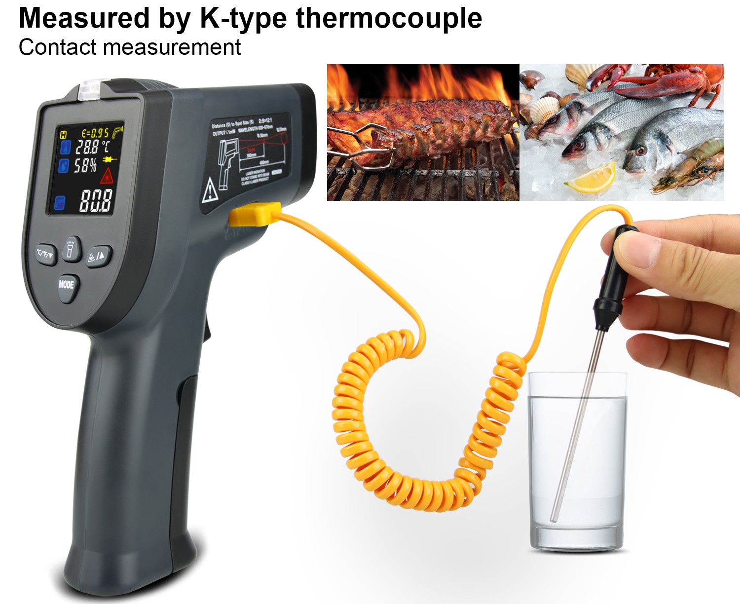 Double laser non-contact thermometer gun industrial high thermometer termometro digital infrared thermometer