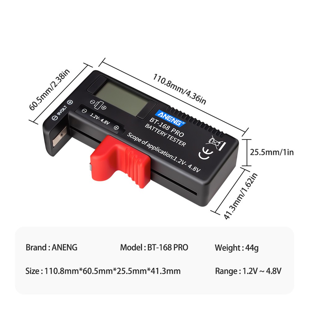 ANENG BT-168 PRO 1.2V-4.8V Digital Battery Tester Battery Capacity Diagnostic Tool Power Indicator Measure Checker