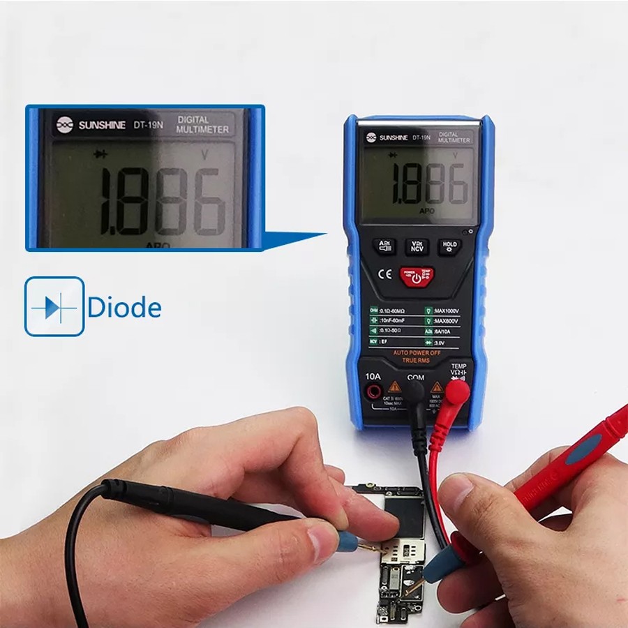 أشعة الشمس DT-19N عالية الدقة المتعدد الرقمية الصغيرة ذكي متعدد للهاتف المحمول التيار المتناوب تيار مستمر مقياس التيار الكهربائي أداة الفولتميتر