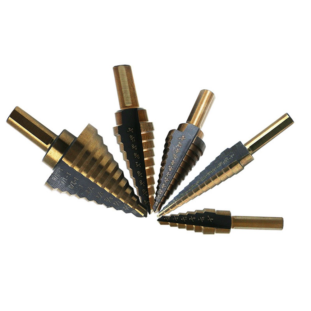 5pcs HSS 4241 Cobalt Multi Hole Step Drill Bit Set Drill Tool for Metal Wood Step Cone Drill Punch Accurate Positioning