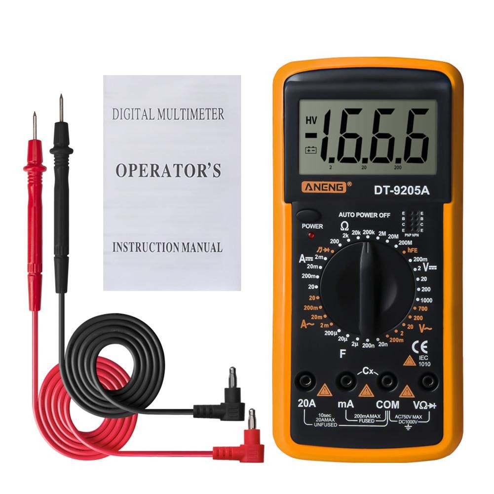 ANENG AN9205A LCD Digital Multimeter Display 1999 Counts Digital Multimeter Portable AC/DC Voltmeter Ammeter Resistance Tester