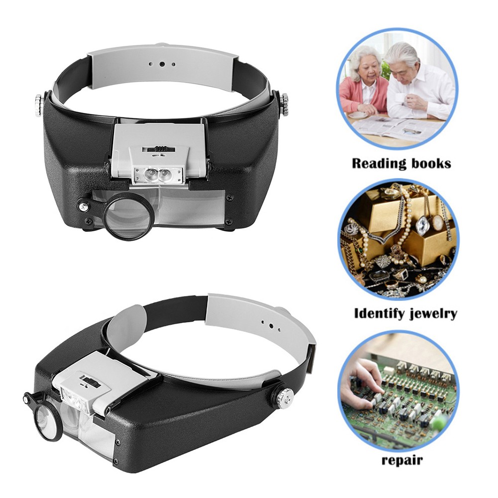 10X Headband LED Magnifying Glasses Glasses Magnifier Loupe Jewelry Reading Tools With 2 Led Lights Magnifying Glasses Glasses Toys Gift