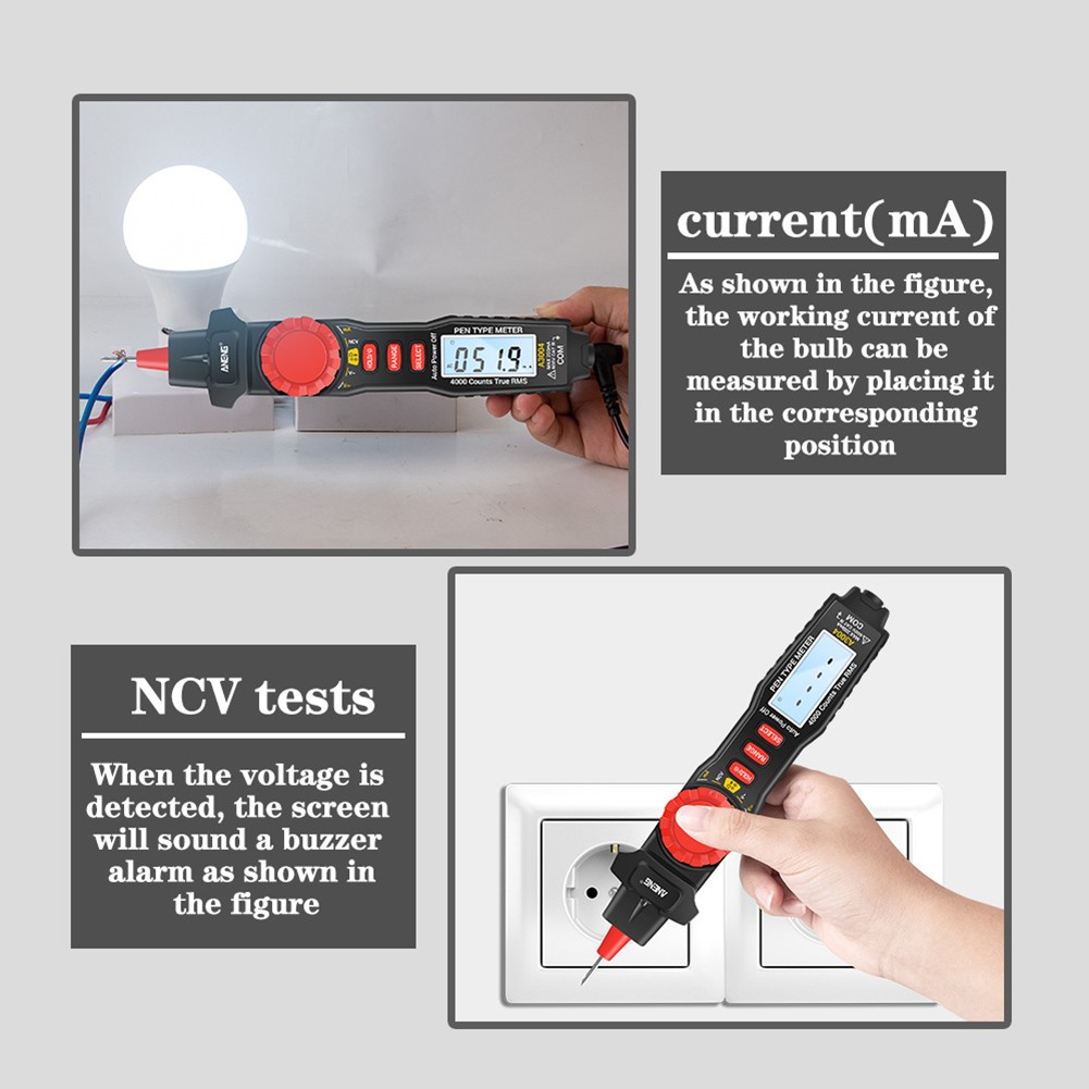 ANENG A3004 Multi Pen Type Meter 4000 Counts Non-contact AC/DC Voltage Resistance Capacitance Diode Test Tool