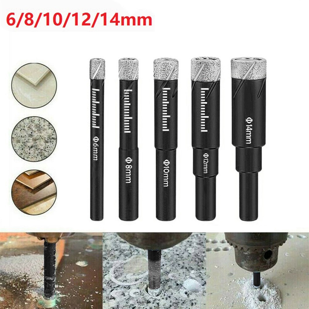 6/8/10/12/14mm Vacuum Brass Diamond Dry Drill Bits Hollow Saw Blade Cutter for Glass Granite Ceramic Marble