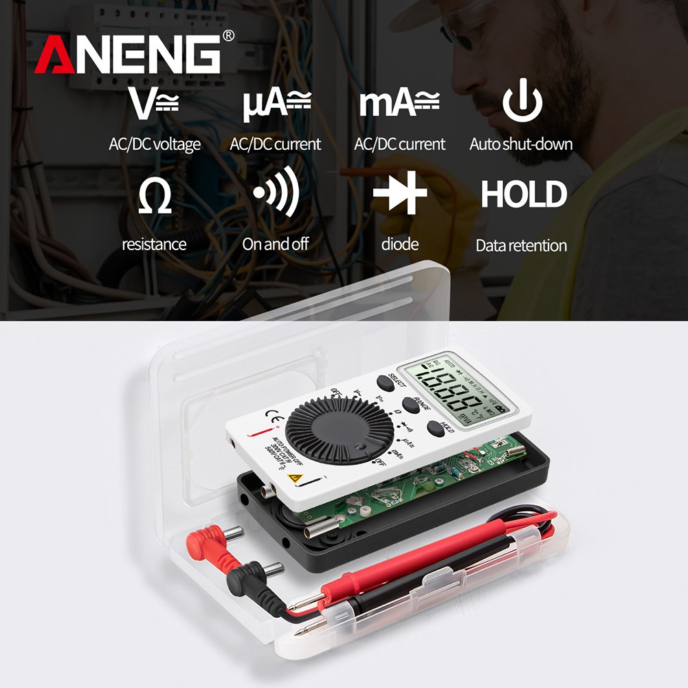 ANENG AN101 LCD Digital Pocket Multi Backlit AC/DC Automatic Portable Voltmeter Ammeter Ohm Tester Measurement Tools