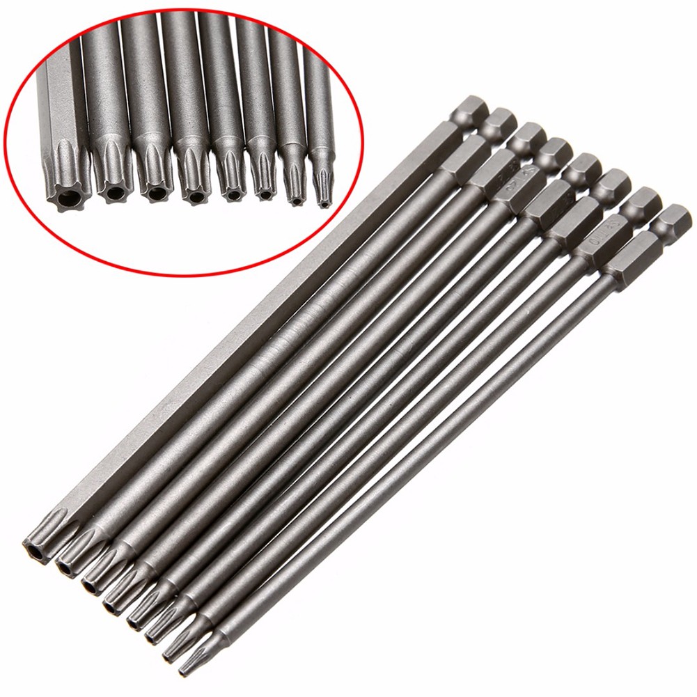 1pc 200mm long T8-T40 magnetic torx screwdriver bits set electric screwdriver head T8, T10, T15, T20, T25, T27, T30, T40