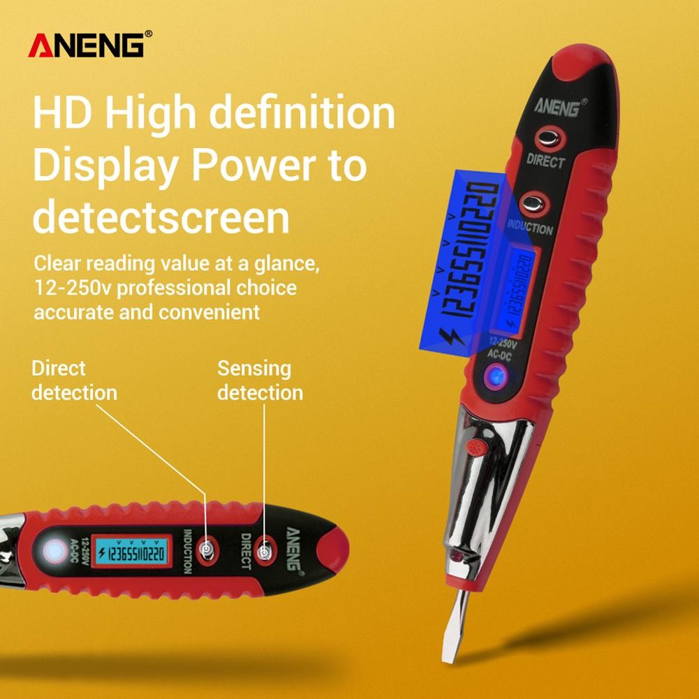 ANENG AC DC 12-250V Tester Digital Tester Pencil Non-contact saft Electric Test Pen LCD Display Screwdriver Voltage Indicator