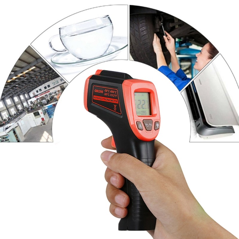 GM320S -50 ~ 600 ℃ / -58 ~ 1112 ℃ High Temperature Non-contact LCD Infrared Heat Gun