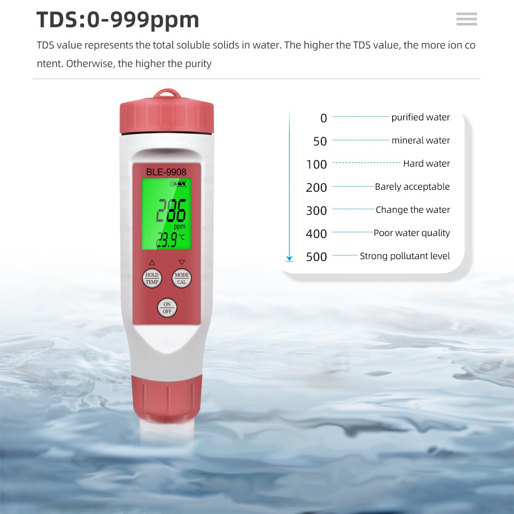 بلوتوث متوافق متر 4 in1 PH/TDS/EC/درجة الحرارة جودة المياه القلم APP التحكم الذكي كاشف جودة المياه لحوض السمك