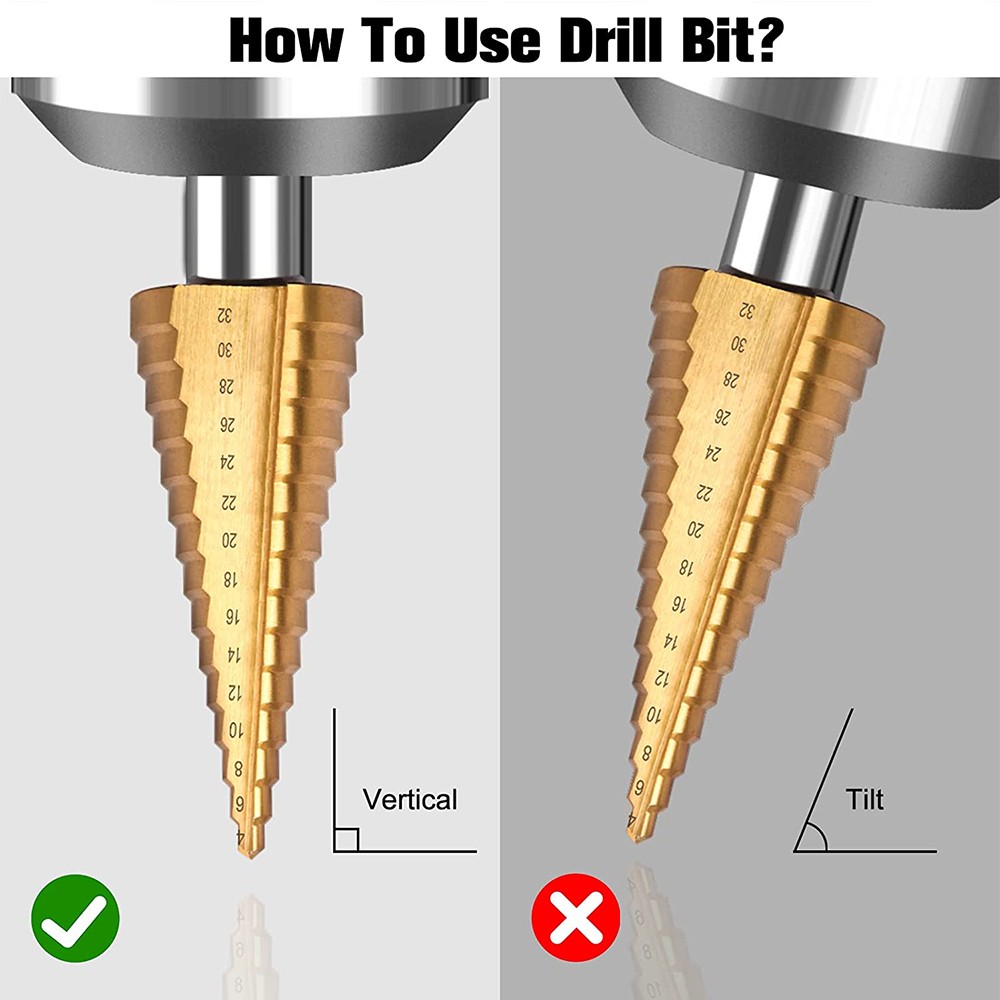 3pcs HSS Titanium Coated Step Drill Bit Set Stepped Cone Metal Hole Saw Cutter Metric 4-12/20/32mm Hex Tools