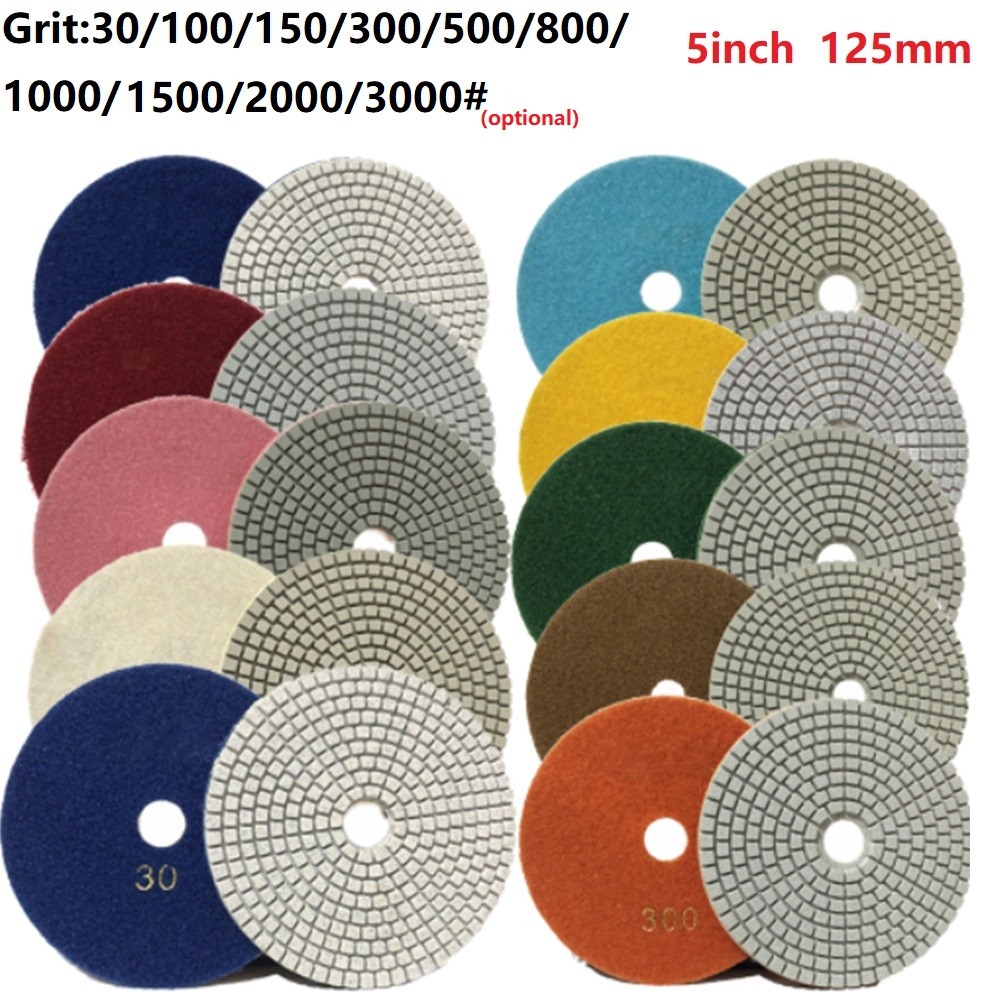 1pc diamond polishing pads kit 5 inch 125mm wet/dry for granite stone concrete marble polishing use grinding discs set